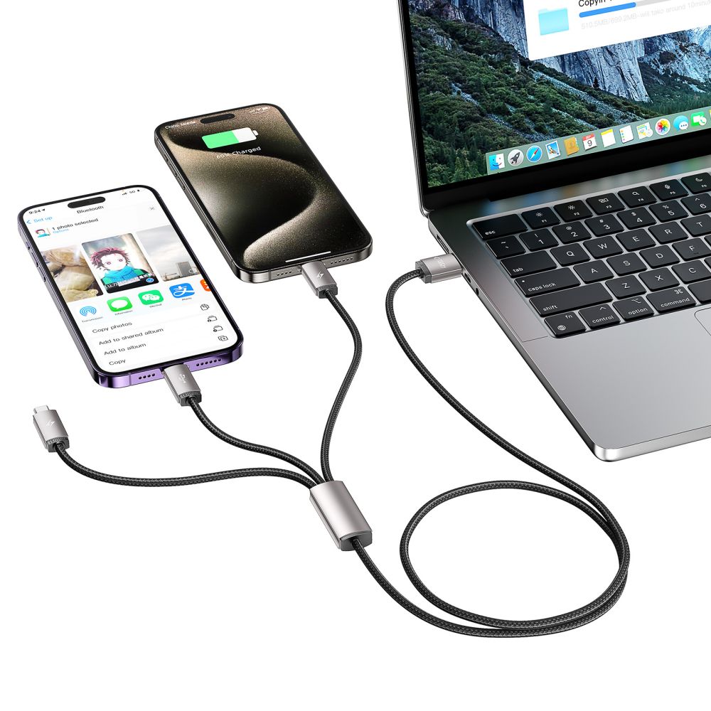 CÂBLE 3EN1TECH-PROTECT ULTRABOOST LIGHTNING & TYPE-C & MICRO-USB CÂBLE 3.5A 100CM GRIS