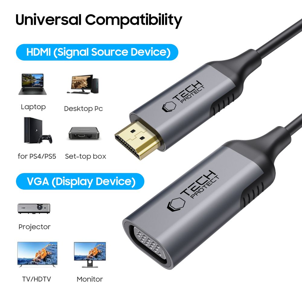 ADAPTATEUR HDMI VERS VGA FULL HD 60HZ NOIR TECH-PROTECT ULTRABOOST