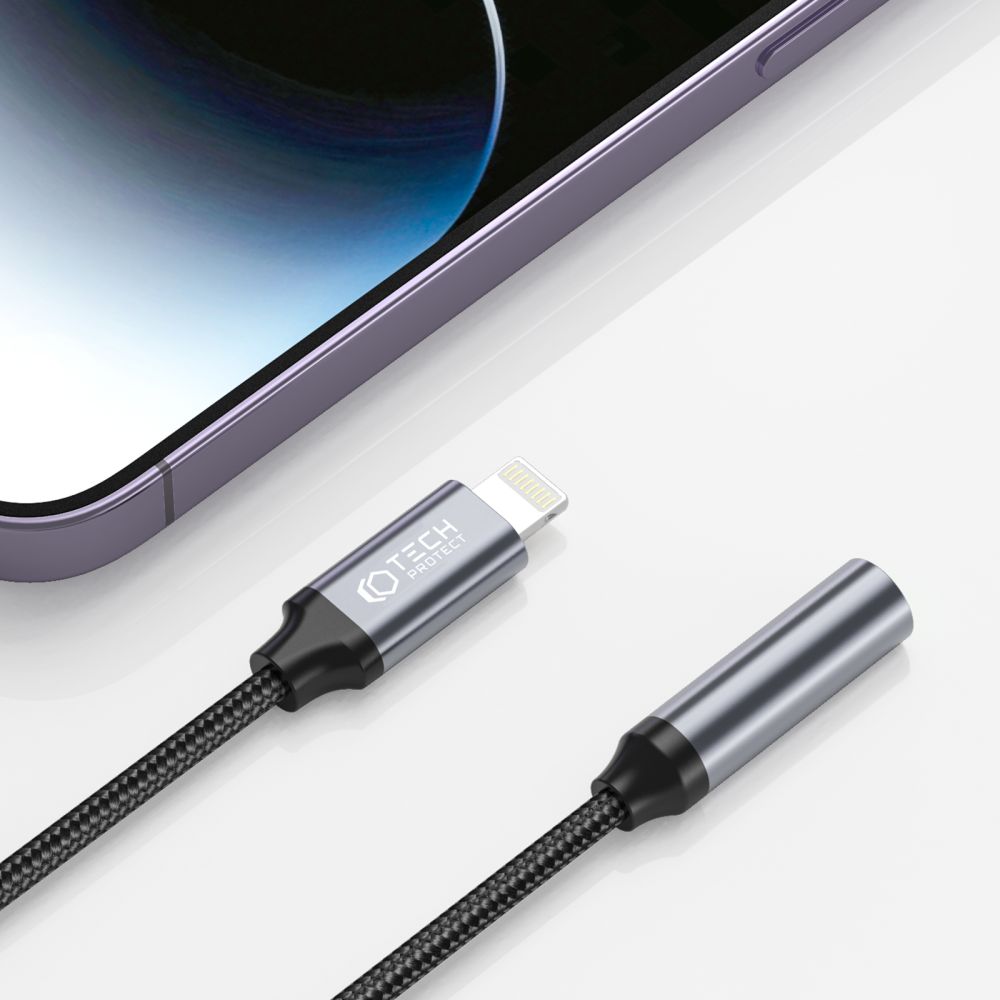 CÂBLE TECH-PROTECT ADAPTATEUR ULTRABOOST LIGHTNING VERS MINI JACK 3,5MM NOIR