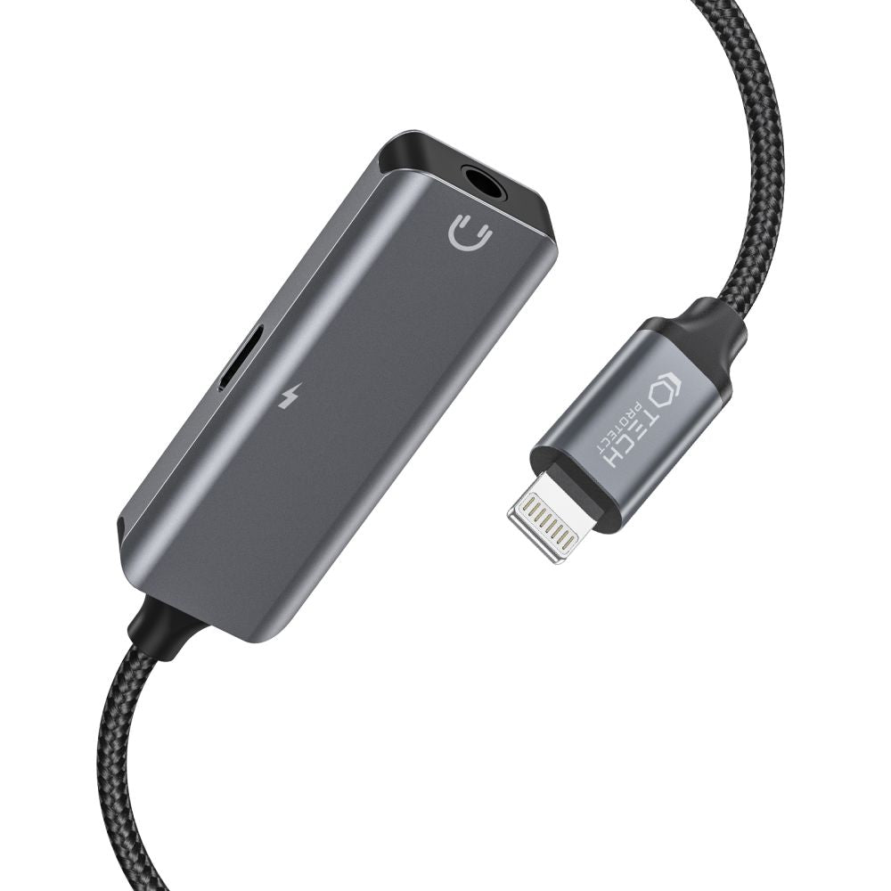 ADAPTATEUR TECH-PROTECT ULTRABOOST ADAPTATEUR LIGHTNING VERS MINI JACK 3,5 MM &amp; LIGHTNING NOIR