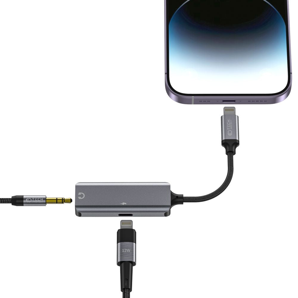 ADAPTATEUR TECH-PROTECT ULTRABOOST ADAPTATEUR LIGHTNING VERS MINI JACK 3,5 MM &amp; LIGHTNING NOIR