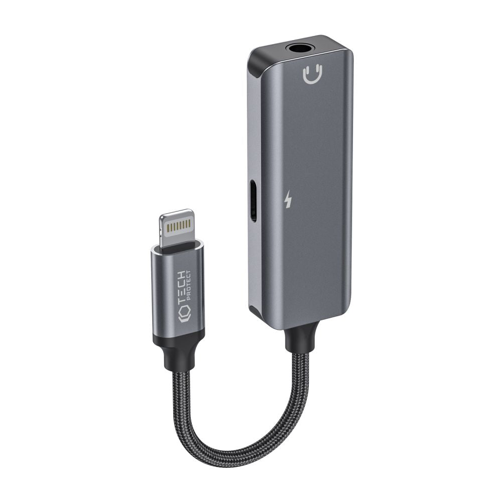 ADAPTATEUR TECH-PROTECT ULTRABOOST ADAPTATEUR LIGHTNING VERS MINI JACK 3,5 MM &amp; LIGHTNING NOIR