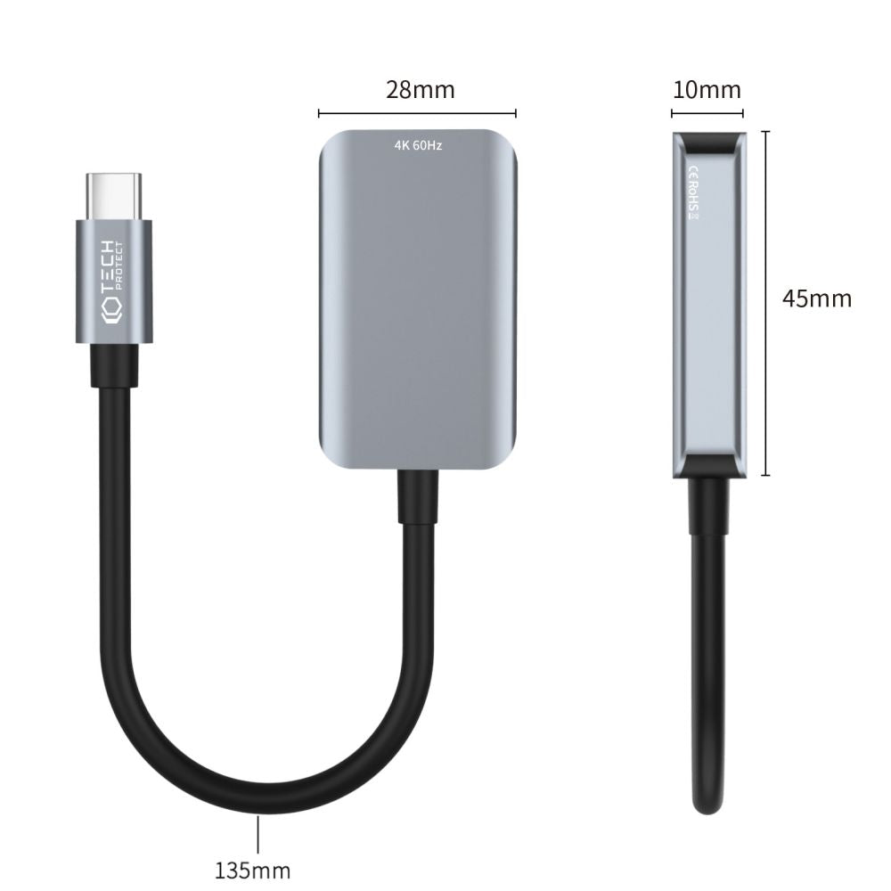 CÂBLE TECH-PROTECT ADAPTATEUR TYPE-C À HDMI 4K NOIR