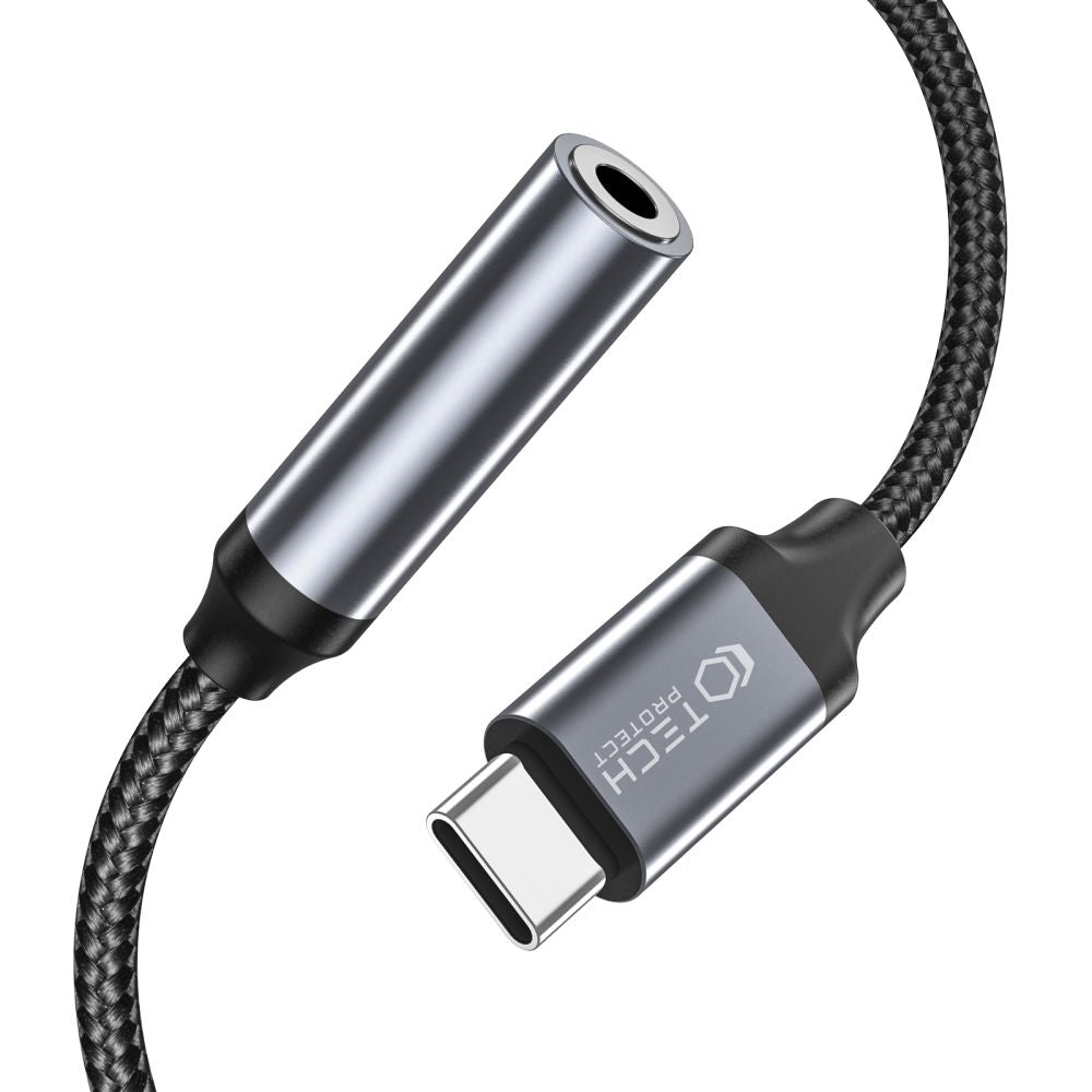 CÂBLE TECH-PROTECT ADAPTATEUR TYPE-C À MINI JACK 3,5MM NOIR