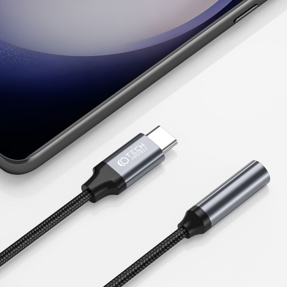 CÂBLE TECH-PROTECT ADAPTATEUR TYPE-C À MINI JACK 3,5MM NOIR