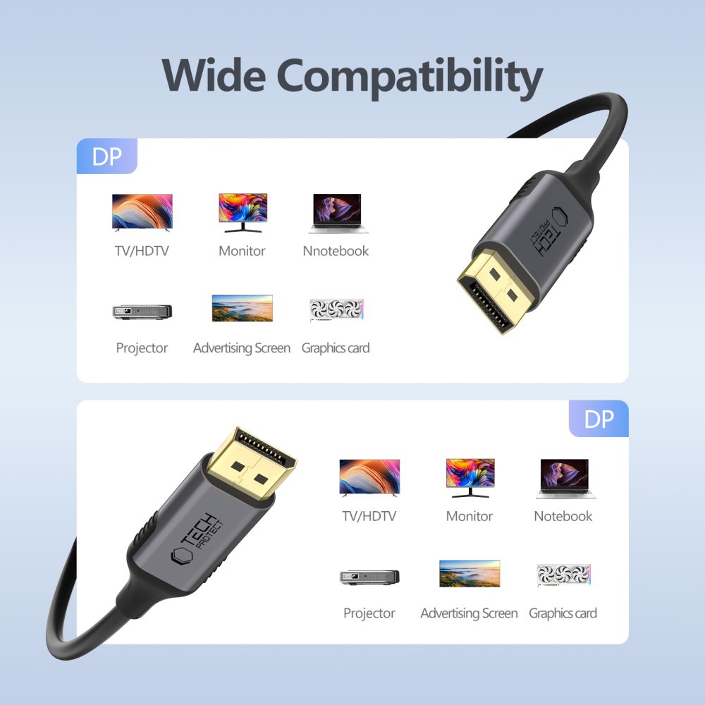 TECH-PROTECT ULTRABOOST CÂBLE DISPLAYPORT À DISPLAYPORT 1.4 4K 60HZ 200CM NOIR