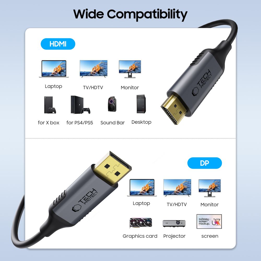TECH-PROTECT ULTRABOOST CÂBLE DISPLAYPORT À HDMI 2.0 4K 60HZ 200CM NOIR