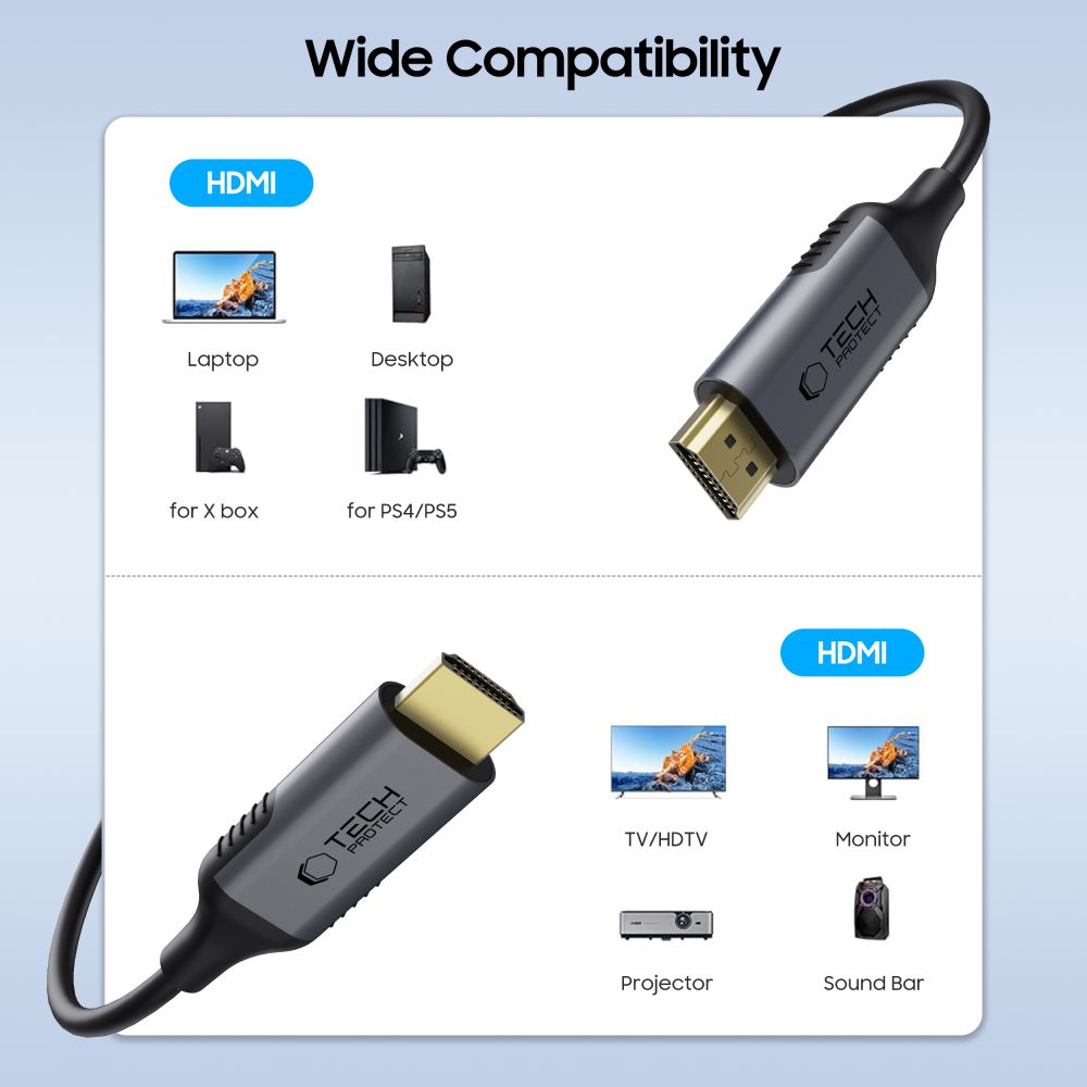 TECH-PROTECT ULTRABOOST CÂBLE HDMI À HDMI 2.1 4K 120HZ / 8K 60HZ 200CM NOIR
