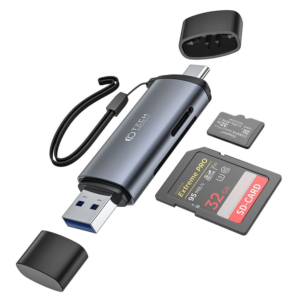 LECTEUR DE CARTES TECH-PROTECT ULTRABOOST LECTEUR DE CARTES SD & MICRO SD GRIS