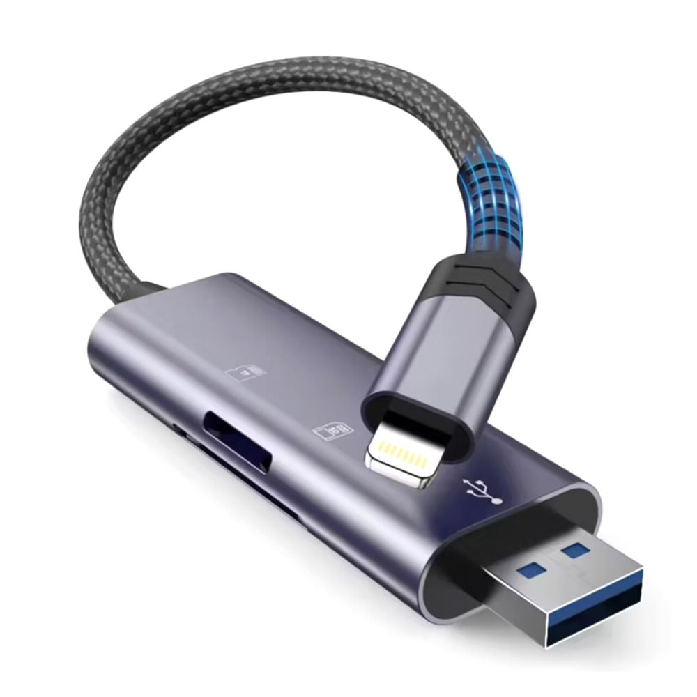 LECTEUR DE CARTES MÉMOIRES TECH-PROTECT ULTRABOOST LECTEUR DE CARTE SD & MICRO SD LIGHTNING & USB GRIS