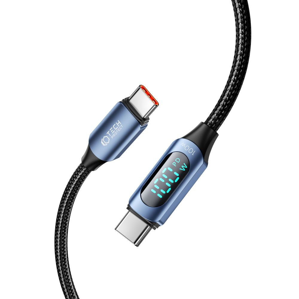 CÂBLE TECH-PROTECT ULTRABOOST LED TYPE-C PD100W/5A 100CM BLEU