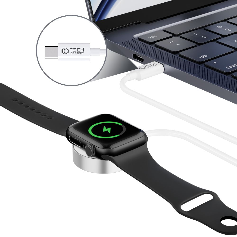 CHARGEUR POUR APPLE WATCH TECH-PROTECT ULTRABOOST CÂBLE MAGNÉTIQUE TYPE-C 120CM APPLE WATCH BLANC
