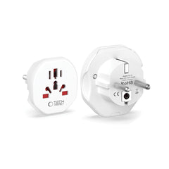 ADAPTATEUR DE VOYAGE UNIVERSEL TECH-PROTECT DE L'UE BLANC
