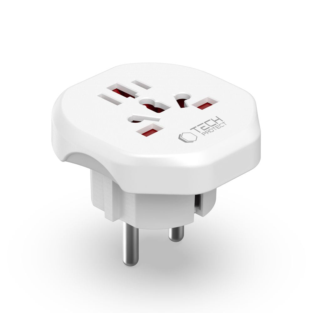 ADAPTATEUR DE VOYAGE UNIVERSEL TECH-PROTECT DE L'UE BLANC