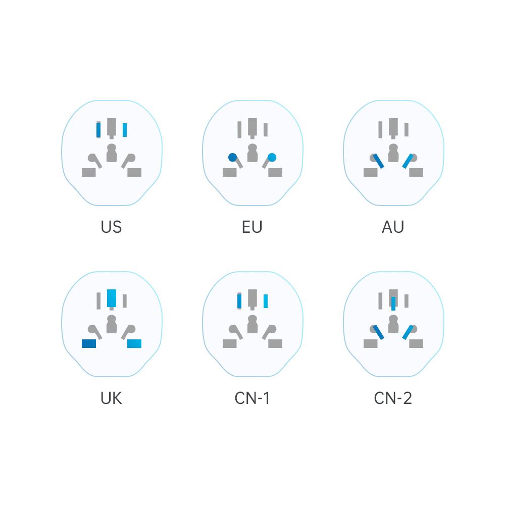 ADAPTATEUR DE VOYAGE UNIVERSEL TECH-PROTECT DE L'UE BLANC