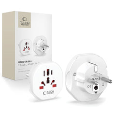 ADAPTATEUR DE VOYAGE UNIVERSEL TECH-PROTECT DE L'UE BLANC