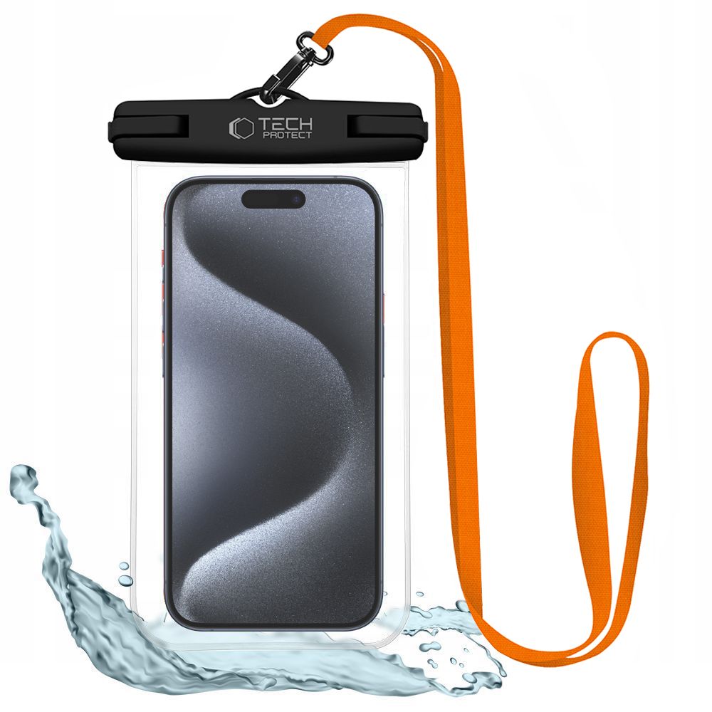 COQUE ÉTANCHE TECH-PROTECT UWC7 COQUE ÉTANCHE UNIVERSELLE 6,9 POUCES NOIR/ORANGE