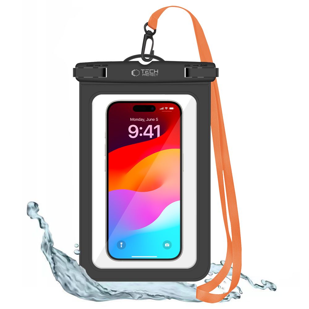 COQUE ÉTANCHE TECH-PROTECT UWC9 COQUE ÉTANCHE UNIVERSELLE 8,9 POUCES NOIR/ORANGE