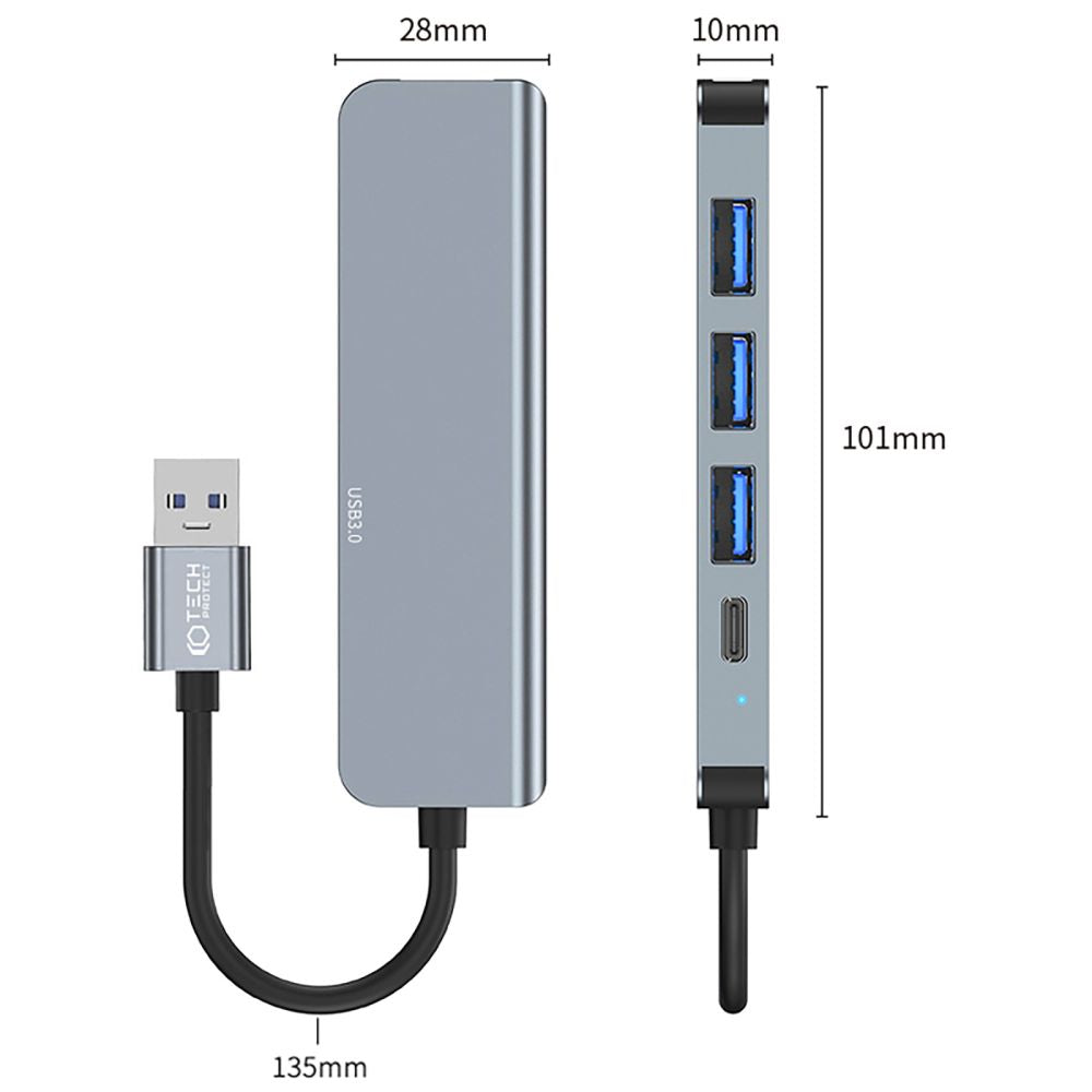 ADAPTATEUR TECH-PROTECT V0-HUB 5EN1 GRIS