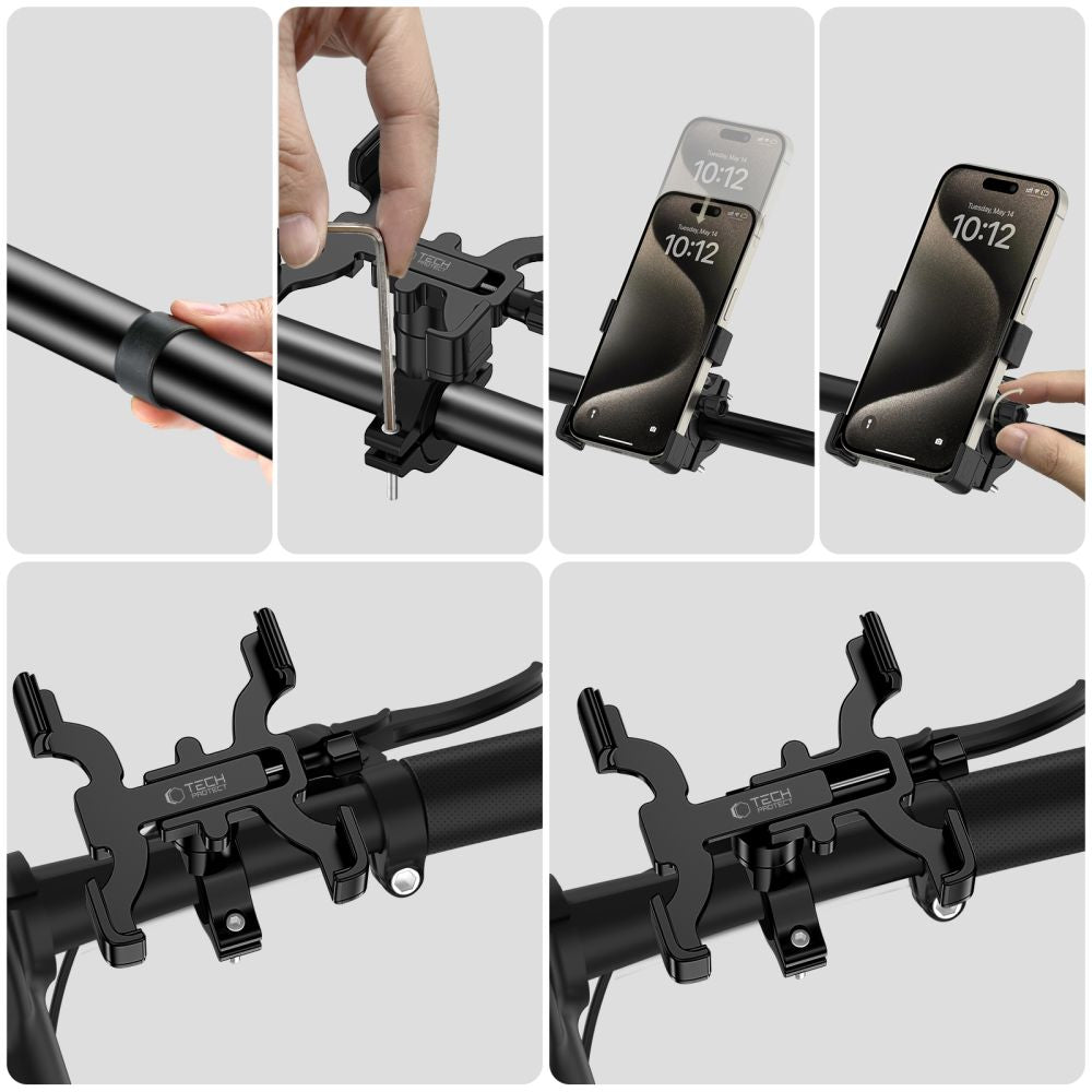 SUPPORT DE TÉLÉPHONE MOBILE POUR VÉLO TECH-PROTECT V3 MONTAGE UNIVERSEL NOIR
