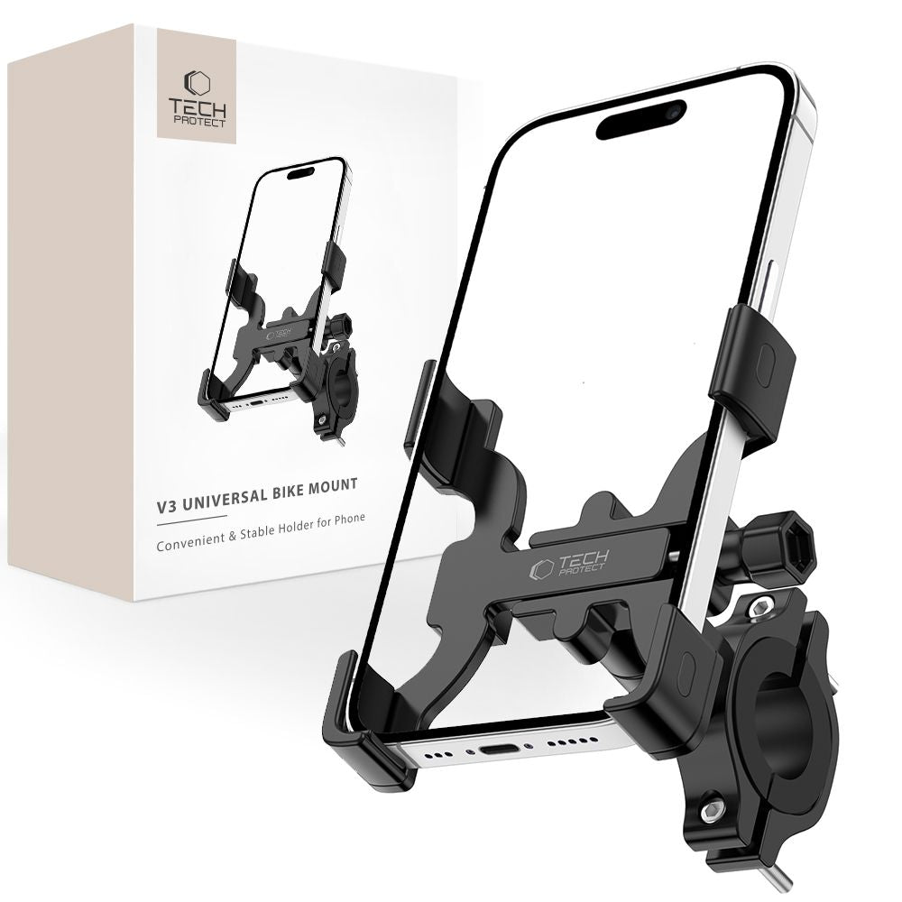 SUPPORT DE TÉLÉPHONE MOBILE POUR VÉLO TECH-PROTECT V3 MONTAGE UNIVERSEL NOIR