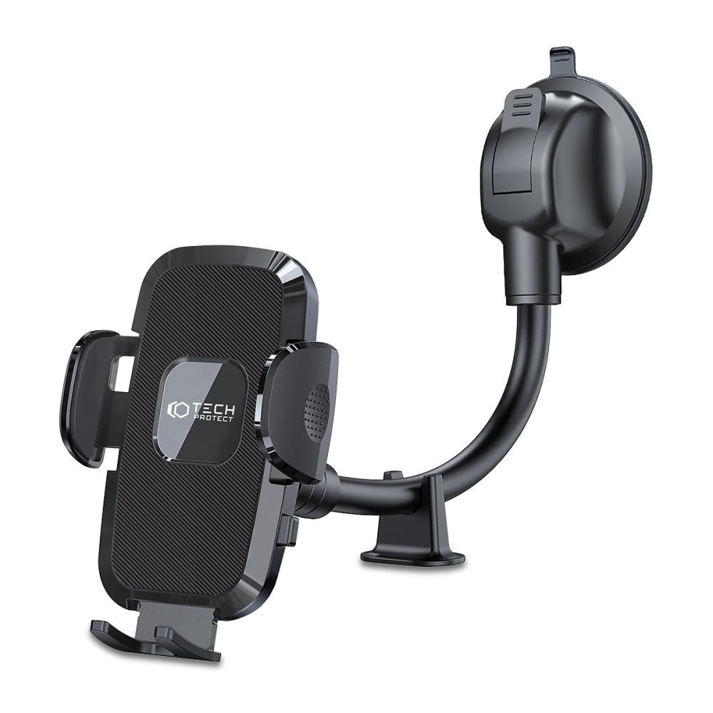 SUPPORT DE TÉLÉPHONE MOBILE POUR VOITURE TECH-PROTECT V3 UNIVERSEL BRAS LONG MONTAGE SUR PARABOLE ET TABLEAU DE BORD NOIR