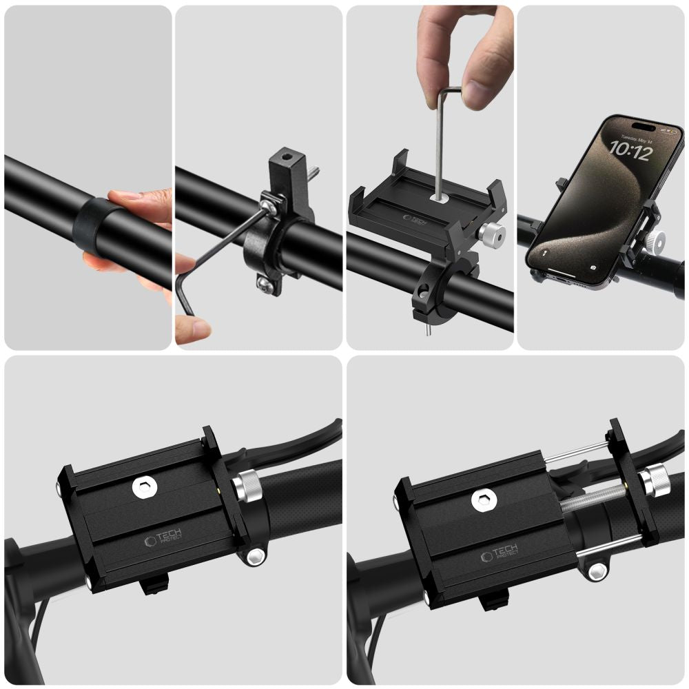 SUPPORT DE TÉLÉPHONE MOBILE POUR VÉLO TECH-PROTECT V4 MONTAGE UNIVERSEL NOIR