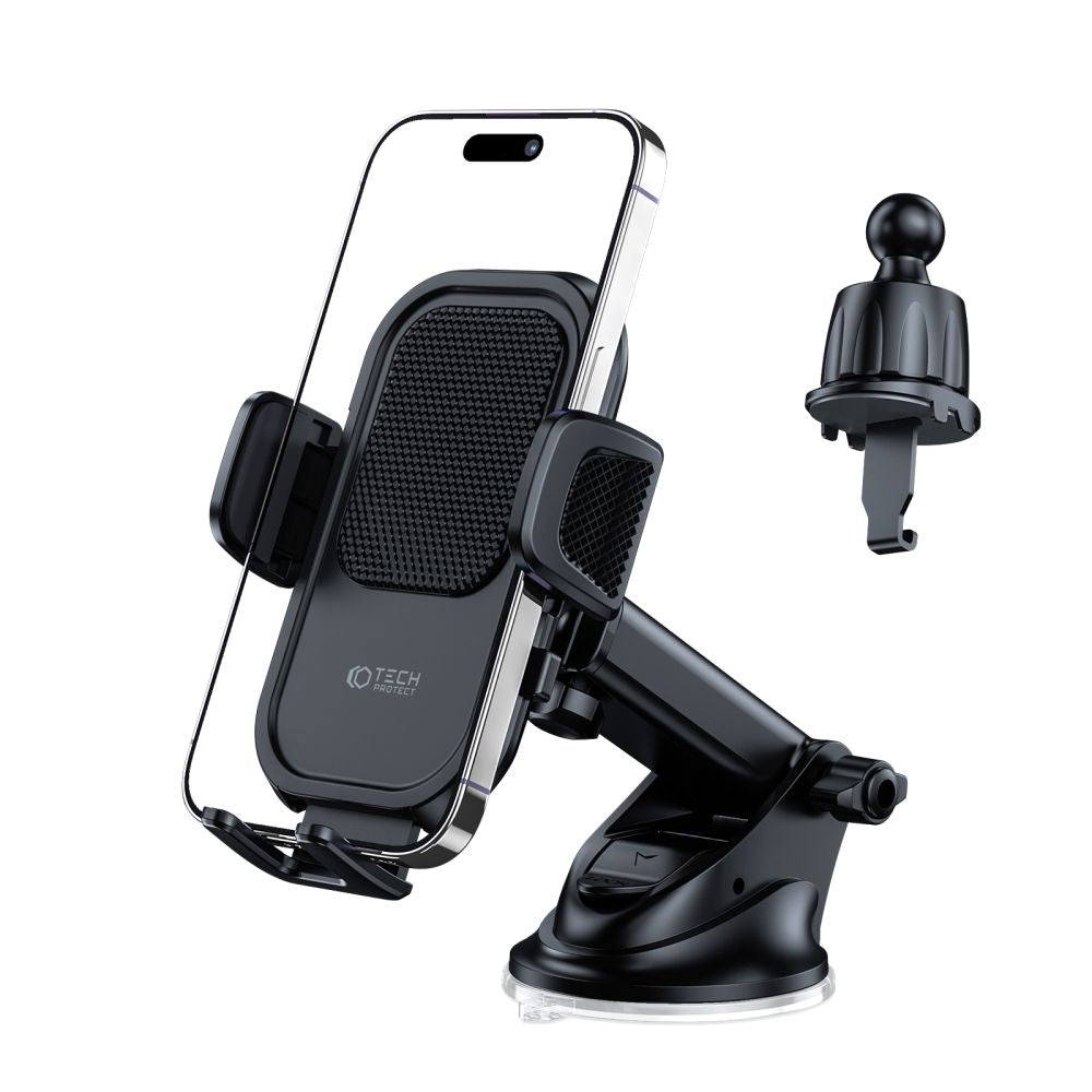 SUPPORT DE TÉLÉPHONE MOBILE POUR VOITURE TECH-PROTECT V6 MONTAGE SUR TABLEAU DE BORD ET VENTILATION NOIR