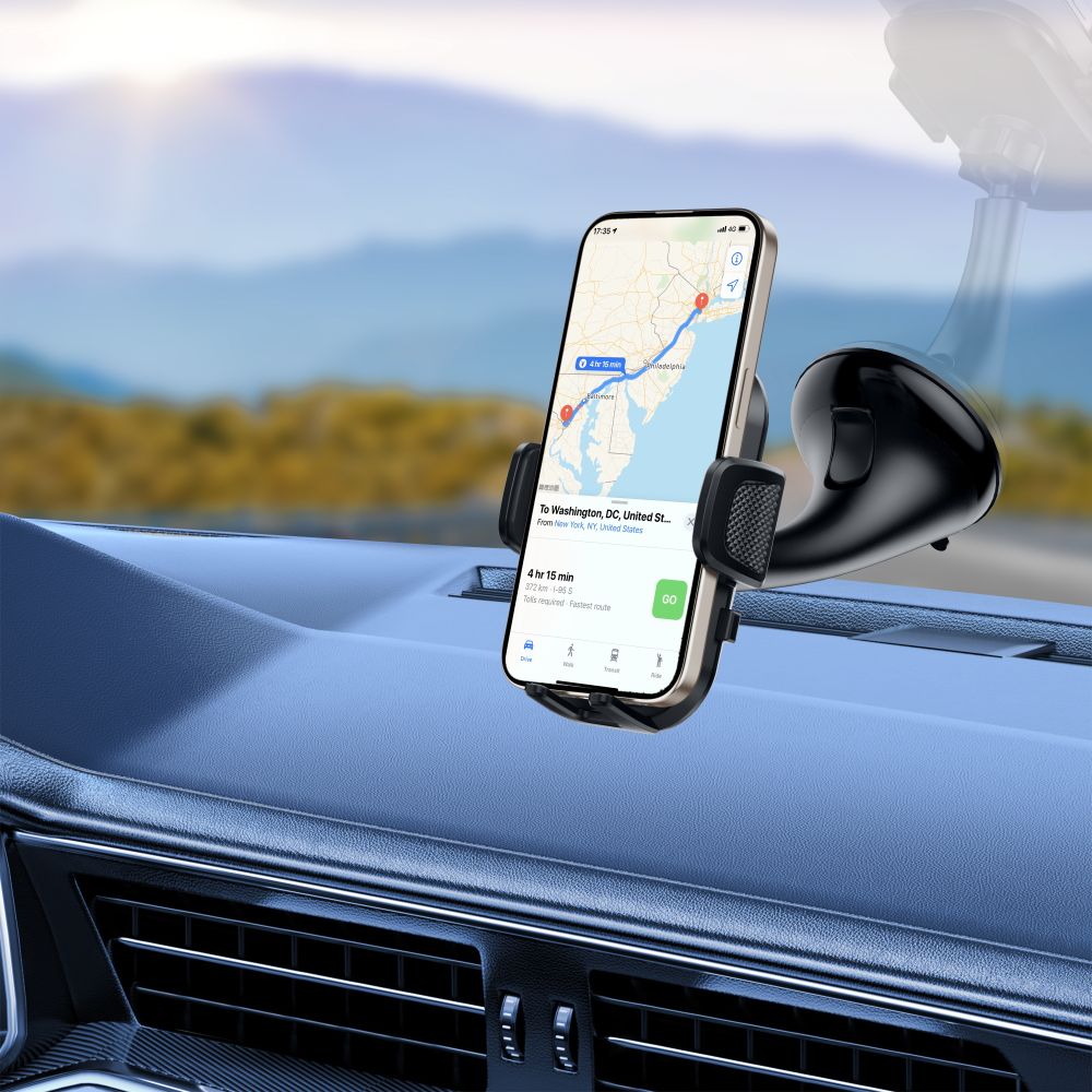 SUPPORT DE TÉLÉPHONE POUR VOITURE TECH-PROTECT V8 MONTAGE SUR TABLEAU DE BORD ET VENTILATION NOIR