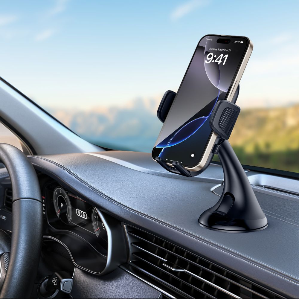 SUPPORT DE TÉLÉPHONE POUR VOITURE TECH-PROTECT V8 MONTAGE SUR TABLEAU DE BORD ET VENTILATION NOIR