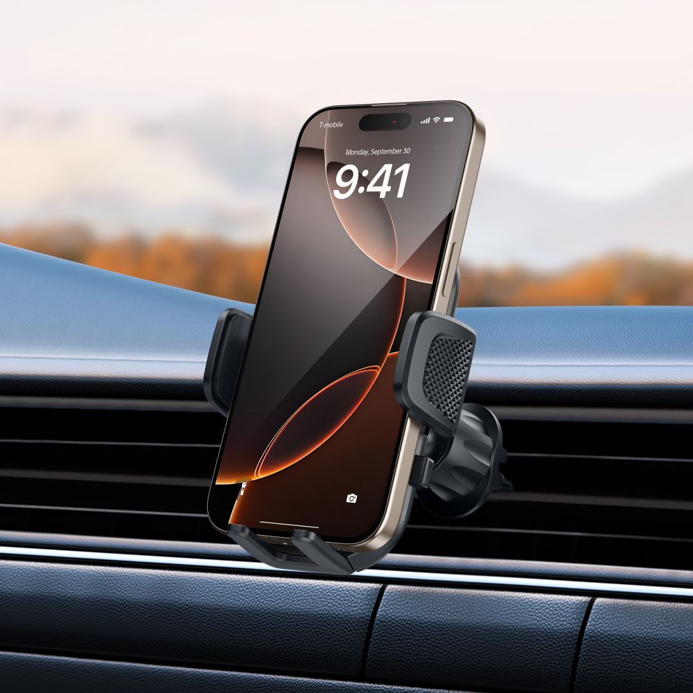 SUPPORT DE TÉLÉPHONE POUR VOITURE TECH-PROTECT V8 MONTAGE SUR TABLEAU DE BORD ET VENTILATION NOIR