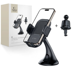 SUPPORT DE TÉLÉPHONE POUR VOITURE TECH-PROTECT V8 MONTAGE SUR TABLEAU DE BORD ET VENTILATION NOIR