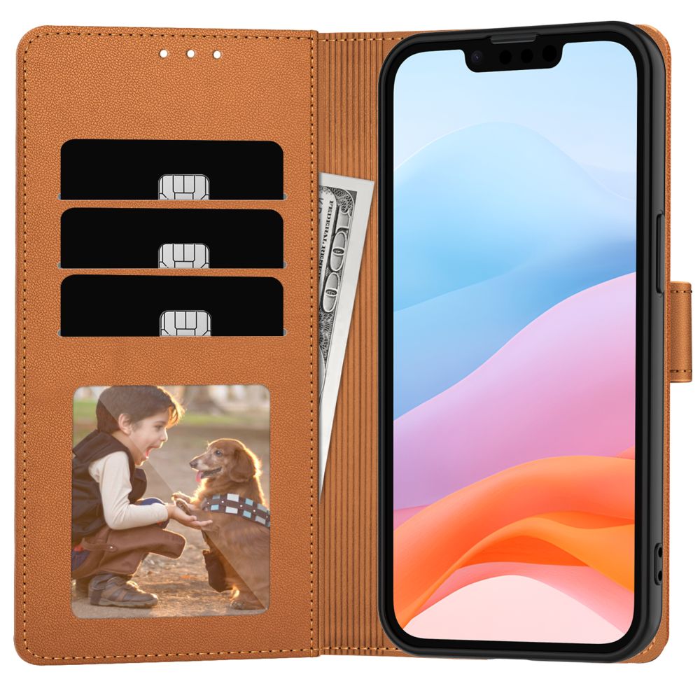 COUVERTURE TECH-PROTECT WALLET IPHONE 16E MARRON SADDLE