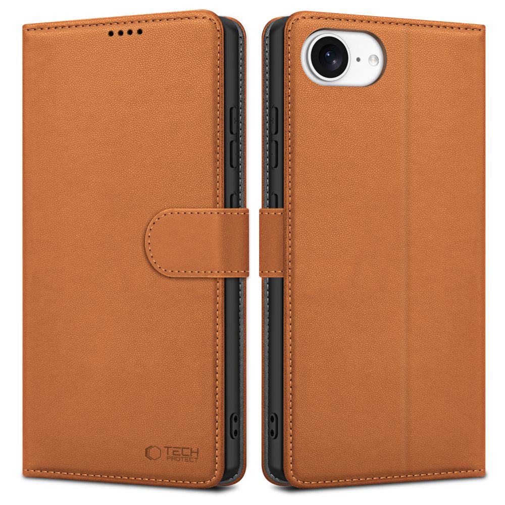 COUVERTURE TECH-PROTECT WALLET IPHONE 16E MARRON SADDLE