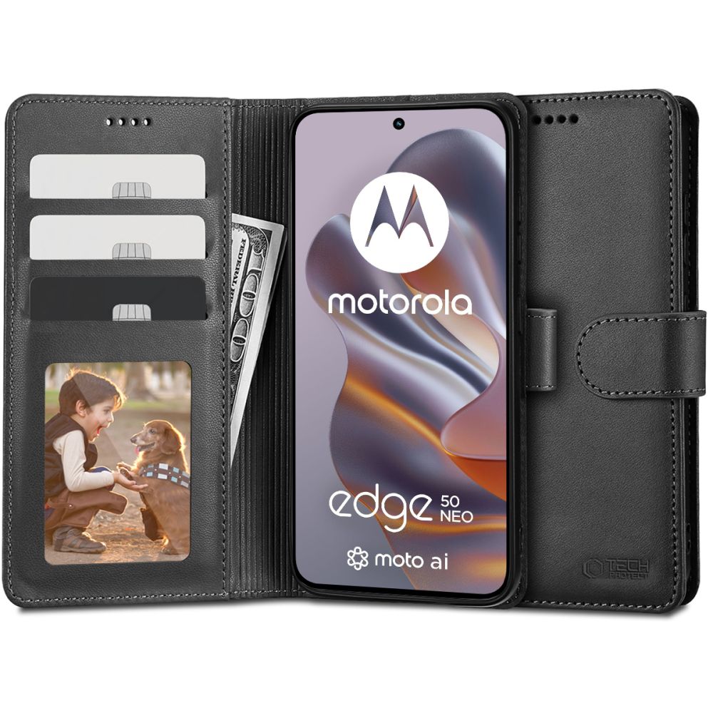 COUVERTURE TECH-PROTECT WALLET MOTOROLA EDGE 50 NEO NOIR