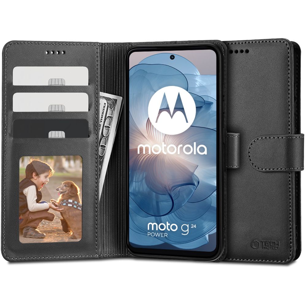 COUVERTURE DE LIVRE TECH-PROTECT WALLET MOTOROLA MOTO G24 / G24 POWER / G04 NOIR