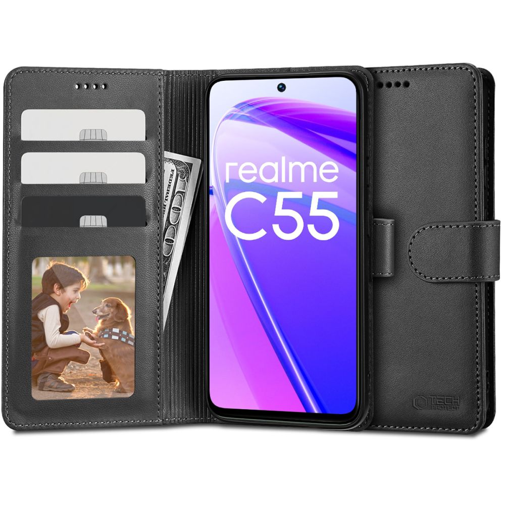 COUVERTURE TECH-PROTECT WALLET REALME C55 NOIR