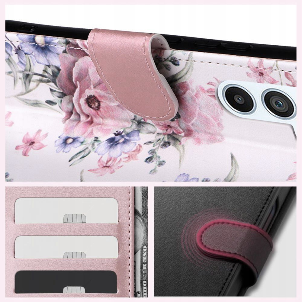 TECH-PROTECT PORTFEUILLE XIAOMI REDMI 14C / POCO C75 FLEUR DE PAVOT