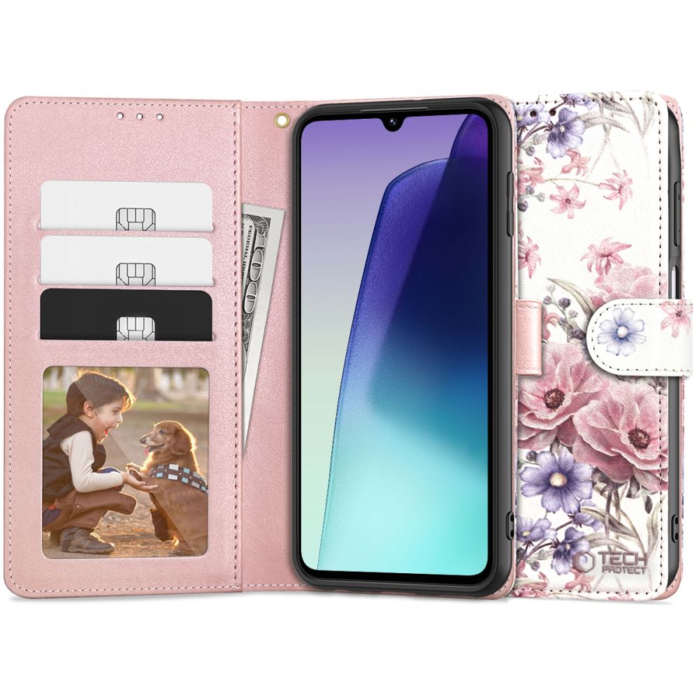 TECH-PROTECT PORTFEUILLE XIAOMI REDMI 14C / POCO C75 FLEUR DE PAVOT